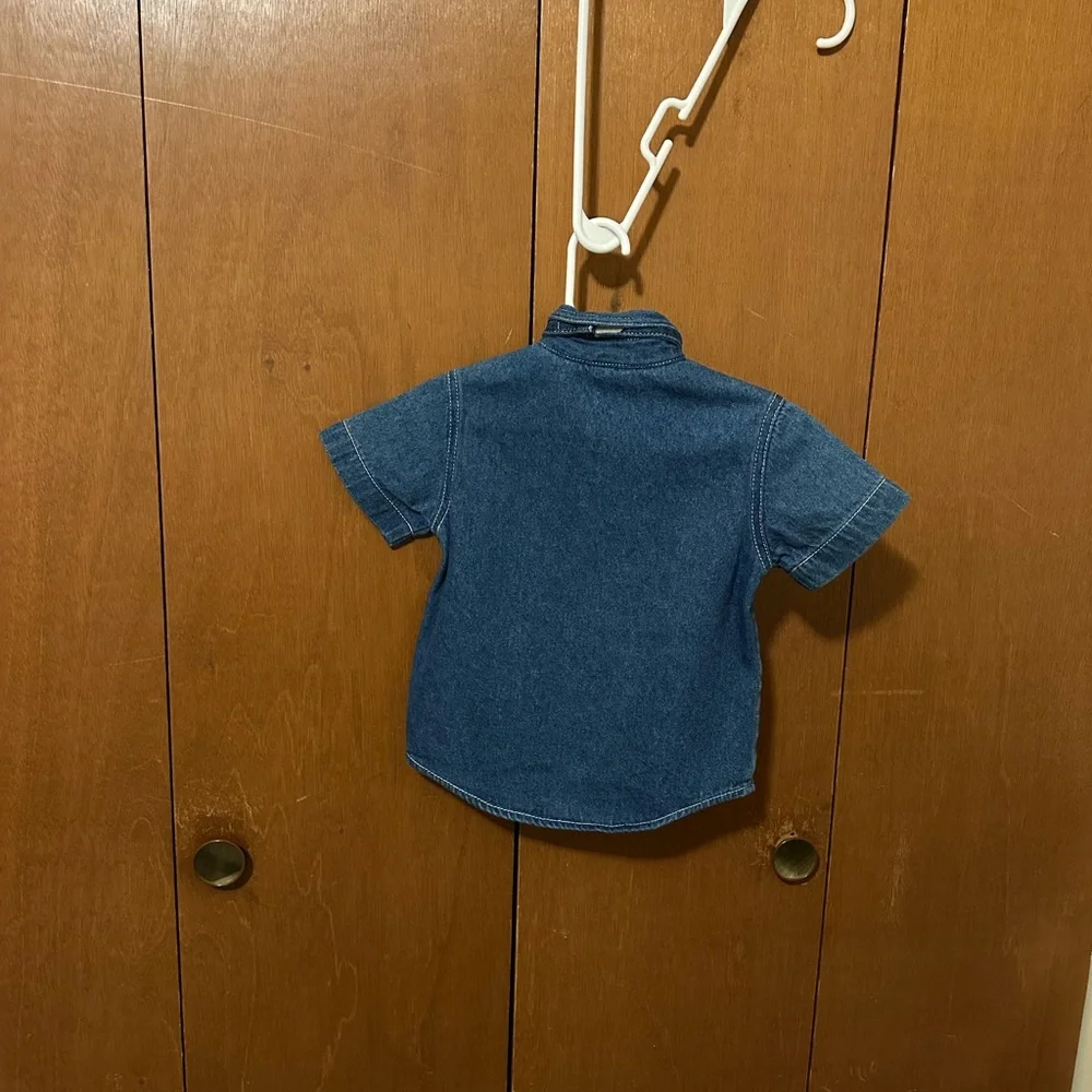 Kids Denim Shirt with Red Knit Tie